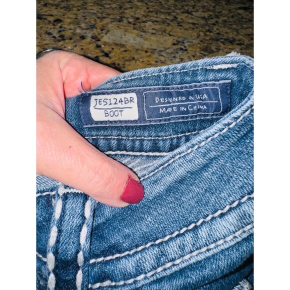 Miss Me Boot Cut Jeans 28 Blue Denim Embellished Pockets Cowgirl Western Hippie - Picture 5 of 13